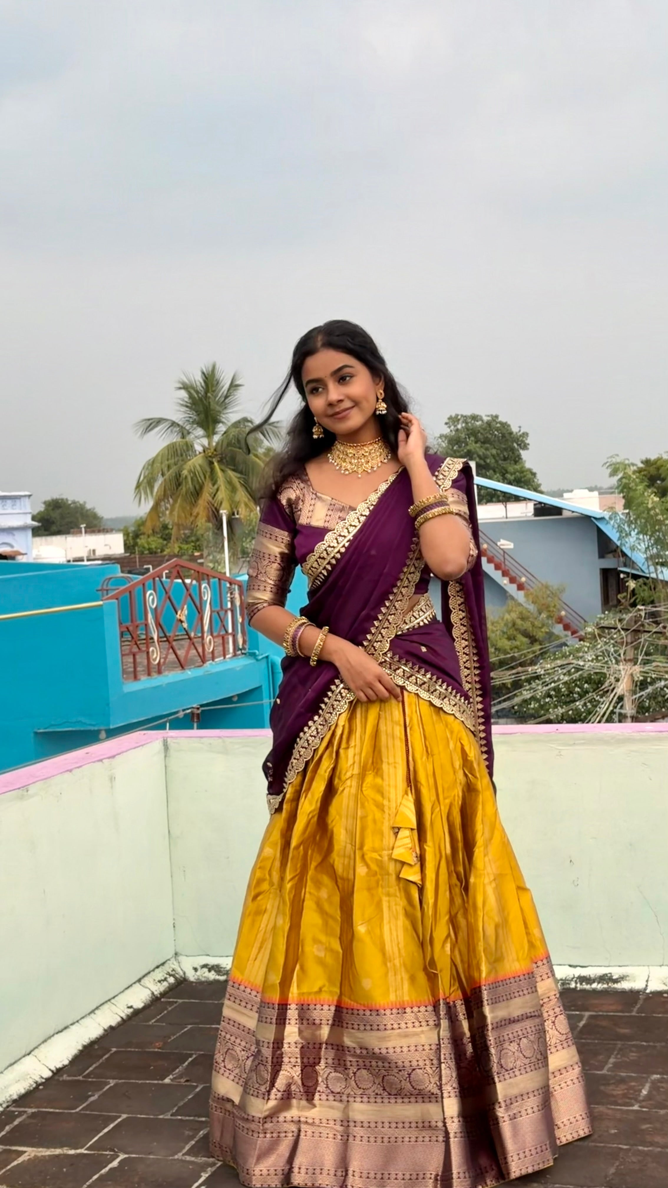 Sundari Yellow- South Indian Festival Traditional Half Saree