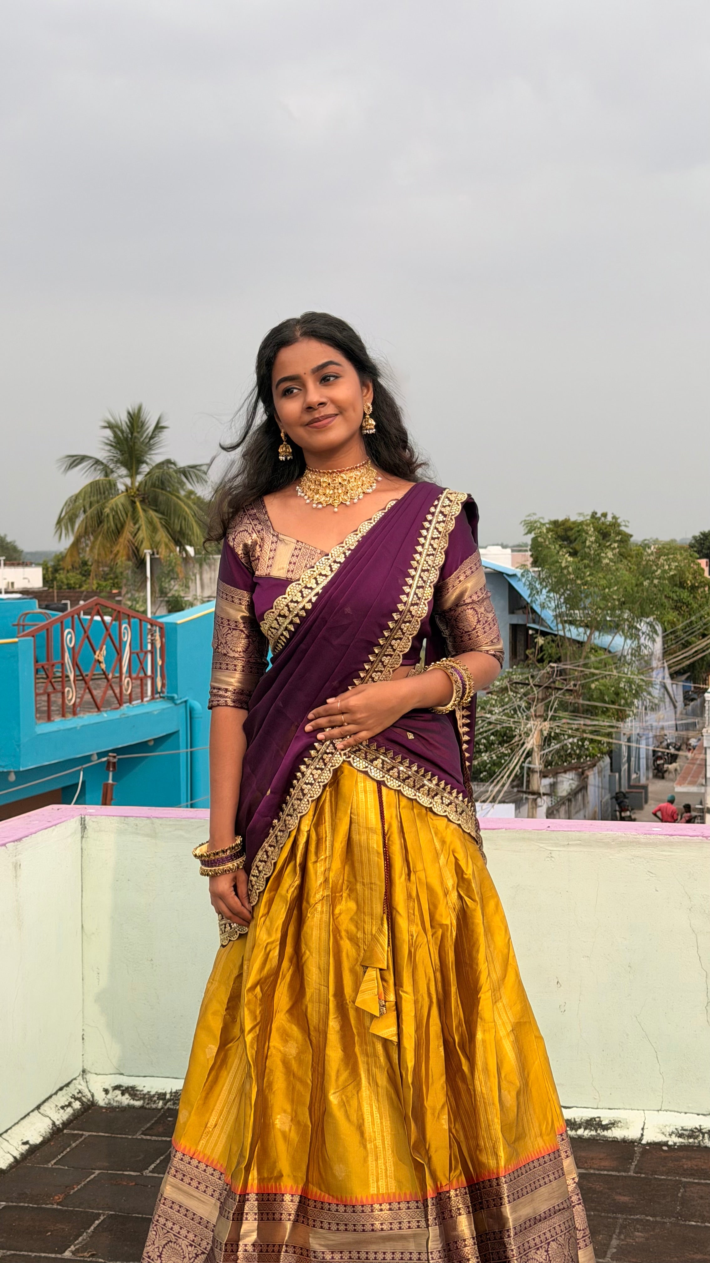 Sundari Yellow- South Indian Festival Traditional Half Saree