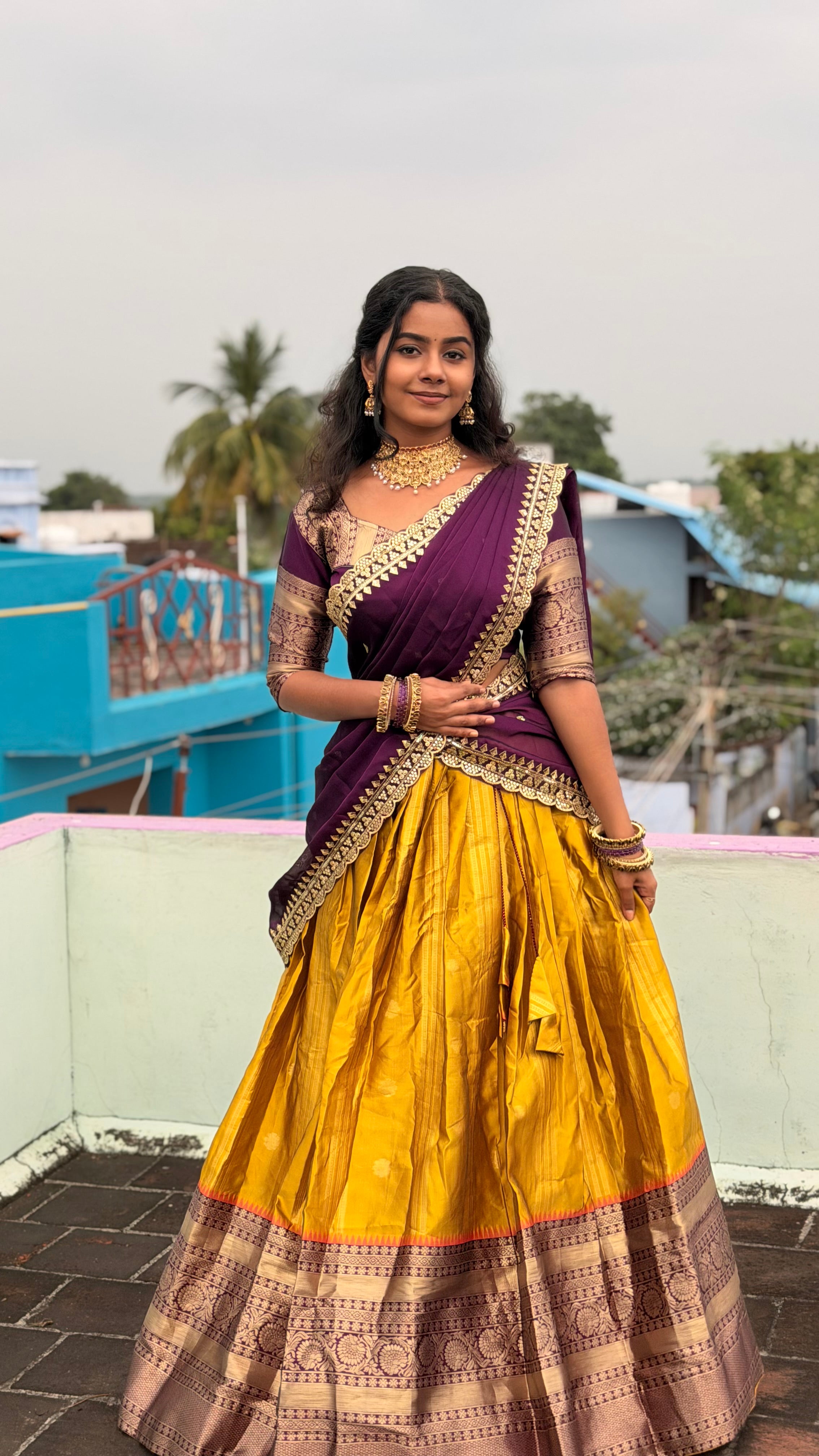 Sundari Yellow- South Indian Festival Traditional Half Saree