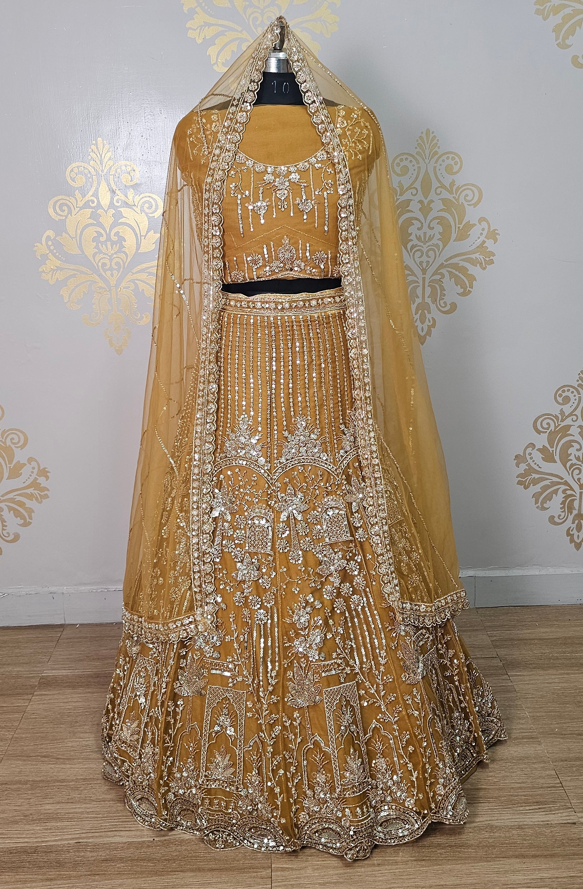 Premium Hand Embroidery Bridal Lehenga- Mustad Yellow