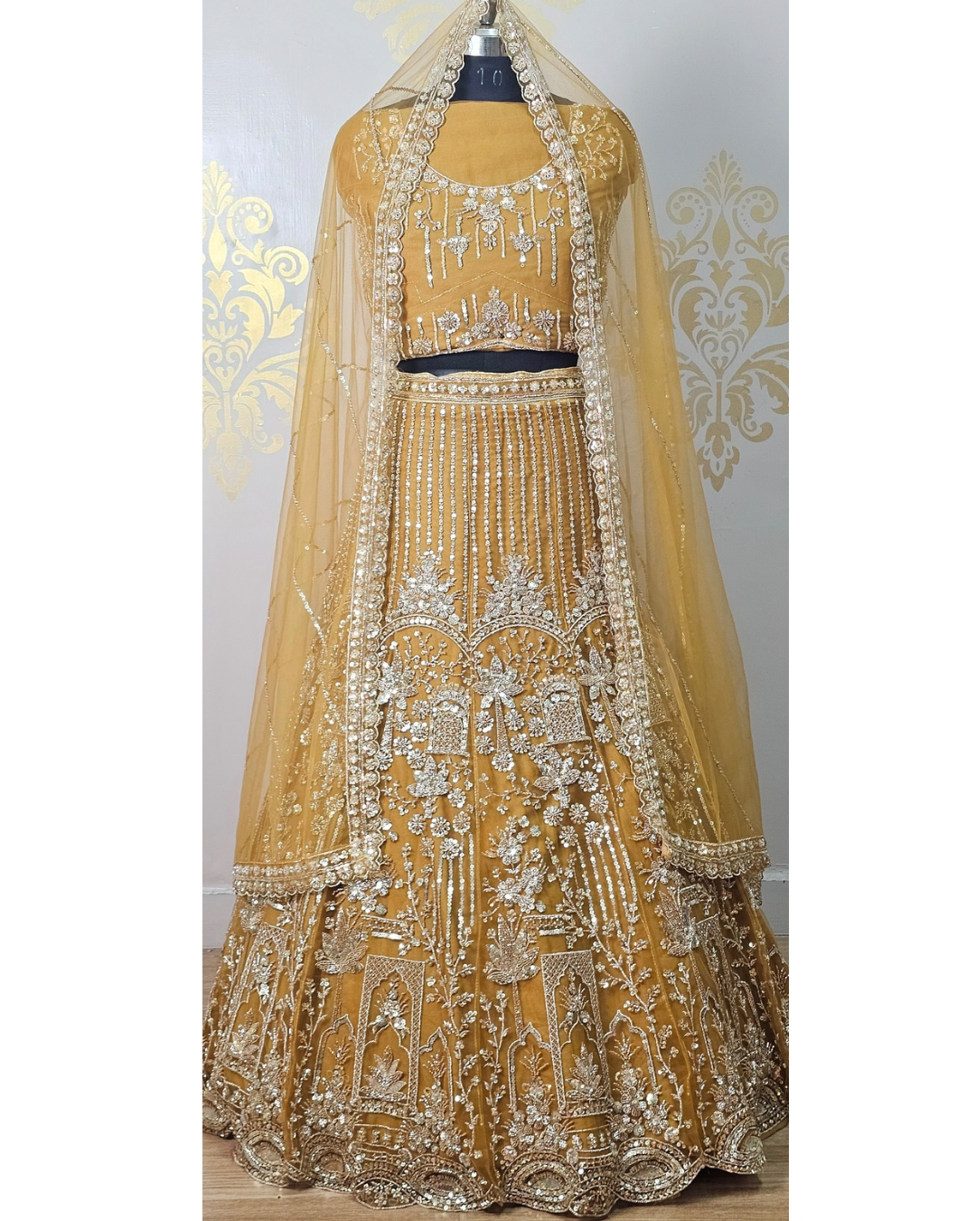 Premium Hand Embroidery Bridal Lehenga- Mustad Yellow